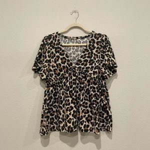 EESome Leopard Print Baby Doll Top